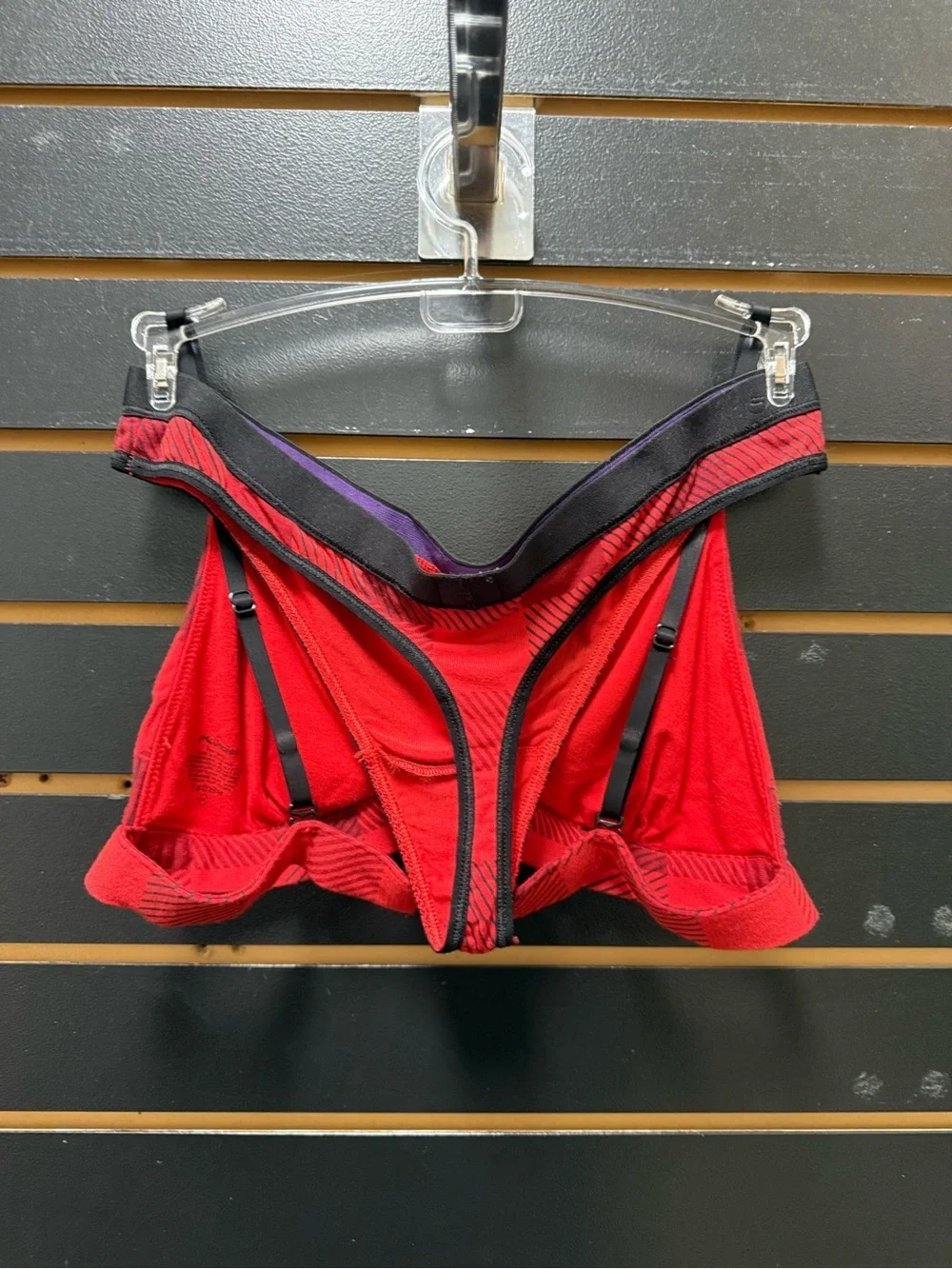 MeUndies Matching Bralette & Panty Set Red Black Print Bra M Panty S